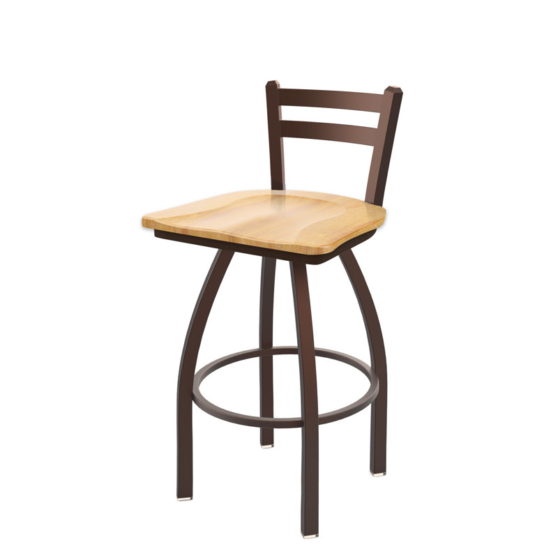 411 Jackie Low Back Swivel Bar & Counter Stool, Wood-Natural Maple, Bronze, Counter Stool (25” Seat Height)