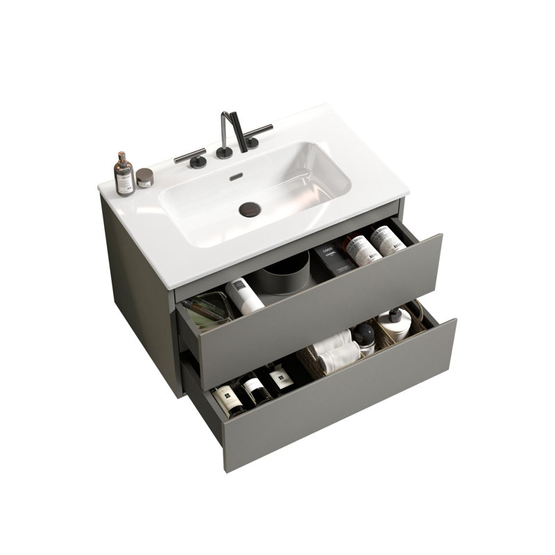 Meuble-lavabo de salle de bain avec lavabo, Gris, 30"
