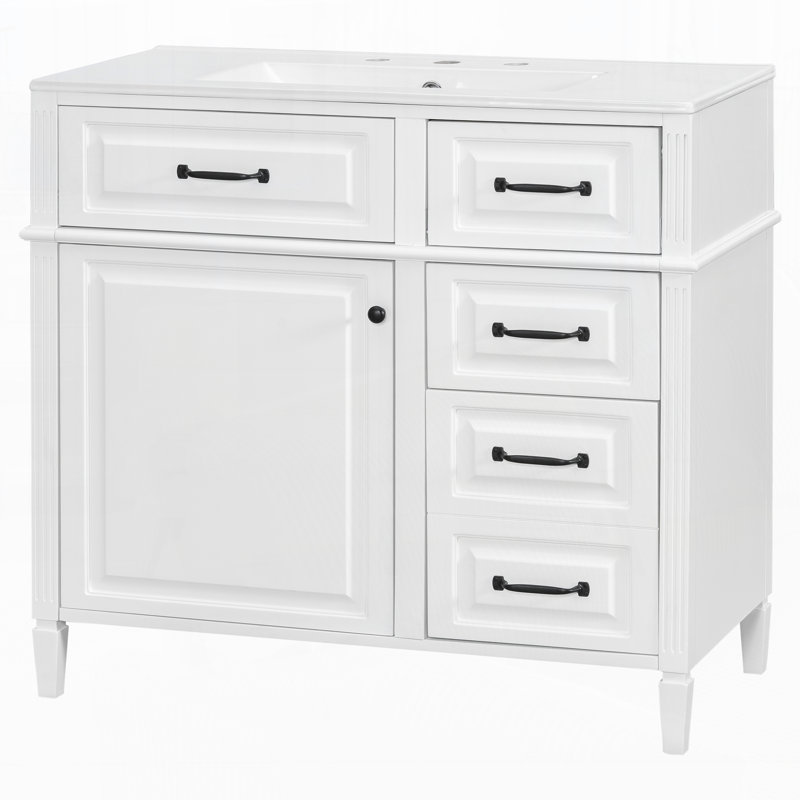 Meuble-lavabo 36 po avec comptoir en céramique, Blanc