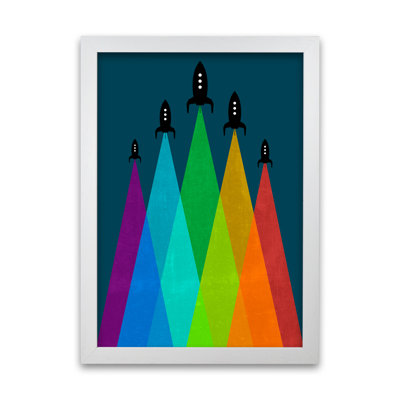 Rainbow And Navy Rocket B - Print