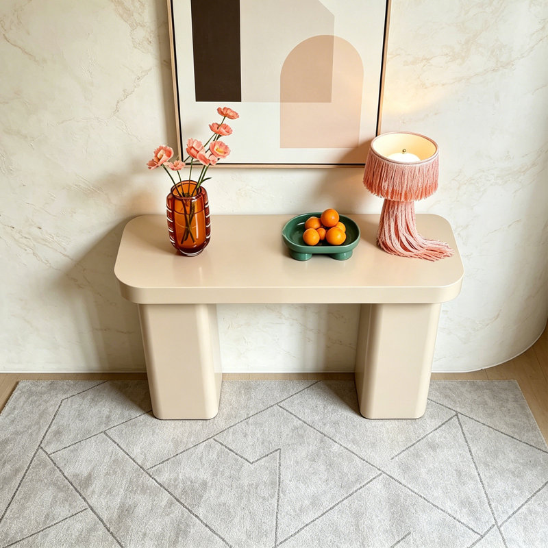 Console moderne en bois de couleur minimaliste, H 33,46 po x l 39,37 po x P 13,78 po, Jaune crémeux, Jaune crémeux