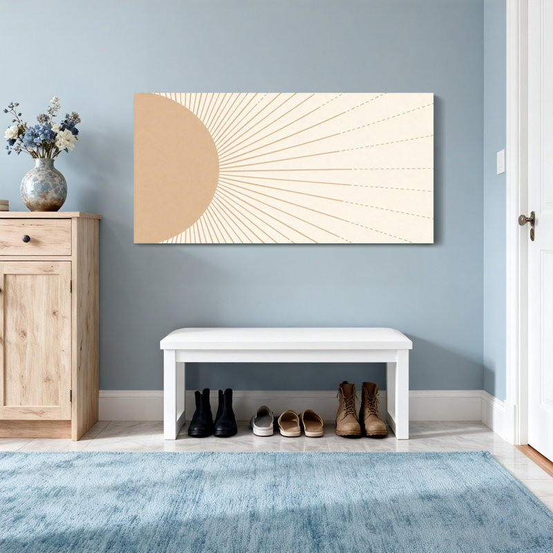 Motif tendance de soleil levant avec des lignes rayonnantes, H 20 po x l 40 po