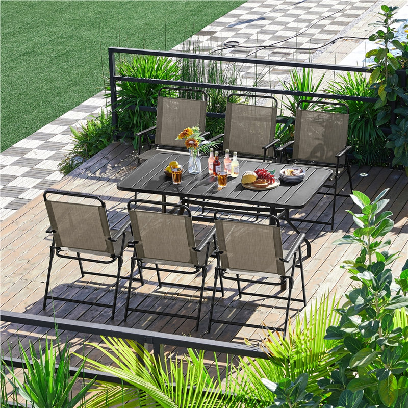 Folding Patio Dining Armchair, Brown, 4