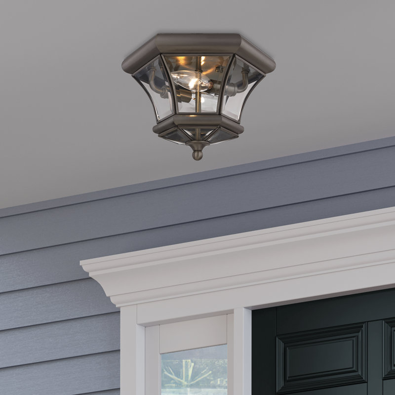 Dufton 2-Light Flush Mount, Bronze, 7" H x 10.5" W x 10.5" D