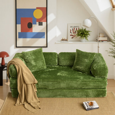 Modern 80" Modular Sleeper Sofa Bed, Cloud-Like Corduroy Couch With High-Resilience Foam For Living Rooms, Studios, And Guest Spaces