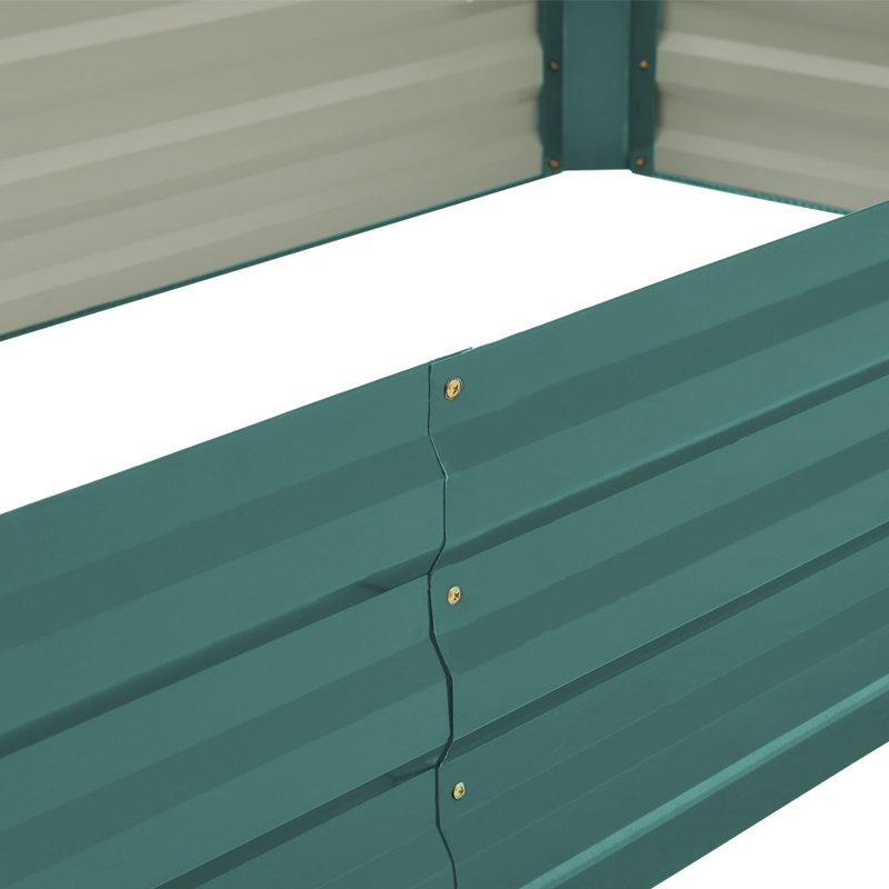 Rectangular Metal Raised Garden Bed, 30cm H x 240cm W x 88cm D, Green