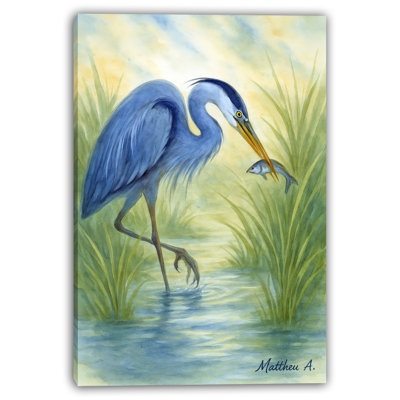 Blue Heron at Sunrise Canvas Wall Art