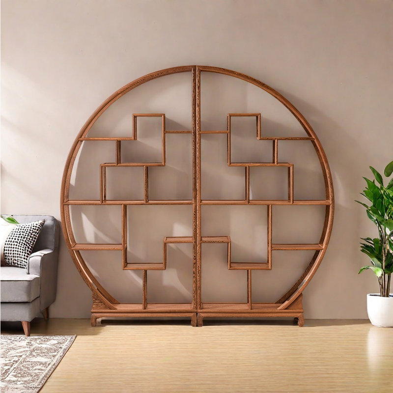 Chinese style simple semi-circular bookcase