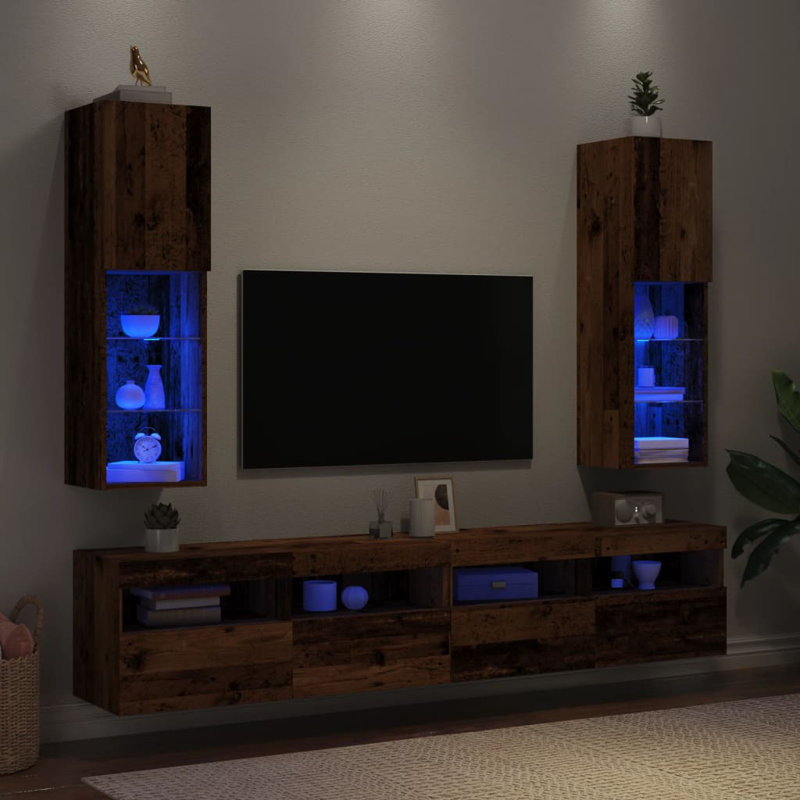 Dafi Unfinished TV Stand for TVs up to 24", Old Wood, 30.5 x 30 x 102 cm, 2