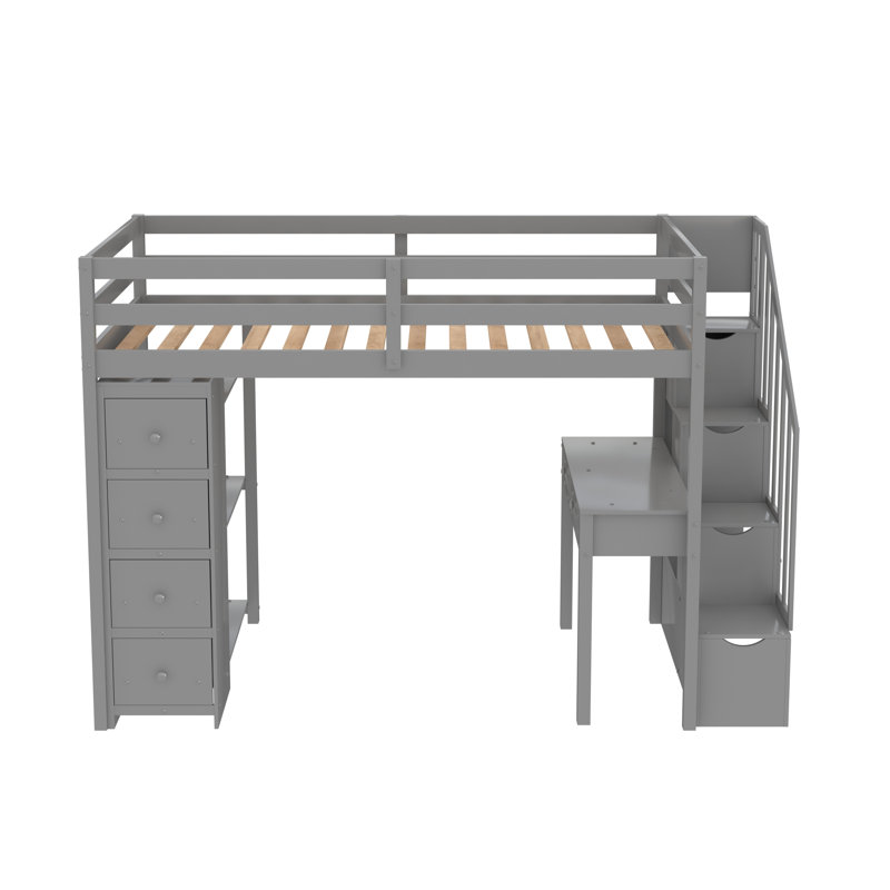 Lit mezzanine simple Cedarburg Kids, gris