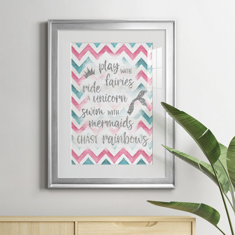 Fairies Unicorns Mermaids - cadre photo, art textuel, Argent, H 22,5 po x l 30,5 po x P 1,5 po