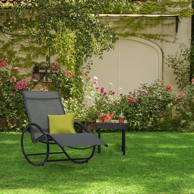 Metal Outdoor Chair, Grey/Brown/Blue, Black