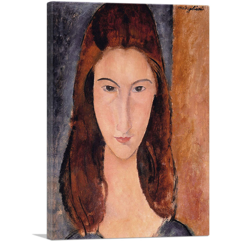 Portrait of Jeanne Hebuterne 1919 par Amedeo Modigliani, reproduction d'art sur toile tendue, H 26 po x l 18 po x P 0,75 po