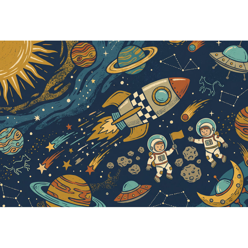 Papier peint obscure astronaute, 160 po x 108 po, Peler et coller