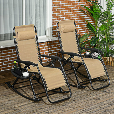 Ensemble de 2 chaises berçantes d'extérieur pliables inclinables zéro gravité