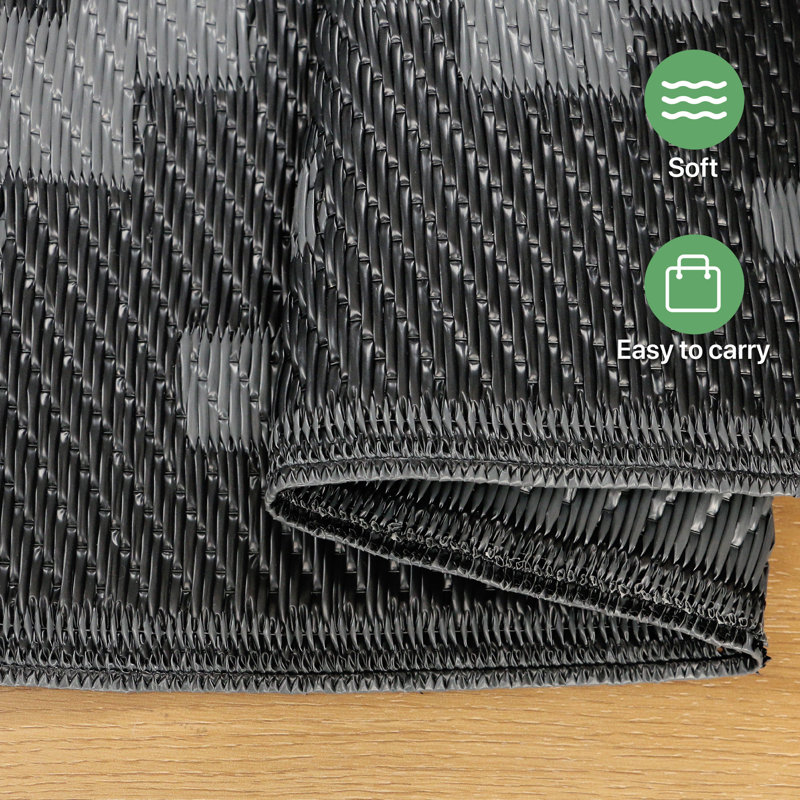 Geometric Recycled P.E.T Area Rug, Black/Grey, Rectangle 270 x 540 cm