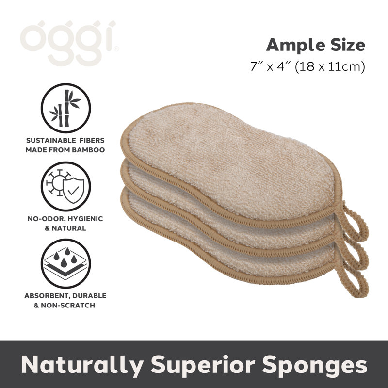 Set of 3 Bambou Sponges, Brown