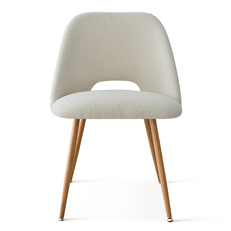 Caetano Unfinished Metal and Manufactured Wood Side Chair, Beige