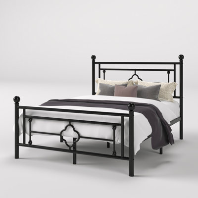 Base de lit plateforme en métal Ajayceon avec tête et pied de lit de style rétro
