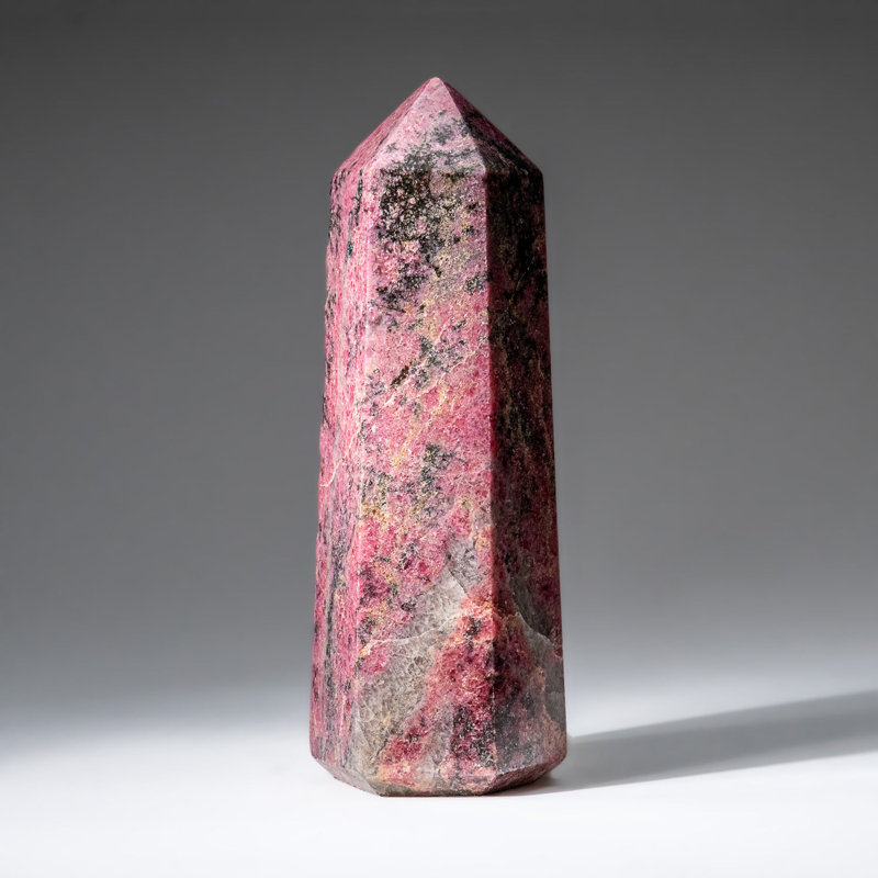 Véritable pointe de rhodonite impériale polie authentique de Madagascar (2,8 lb)