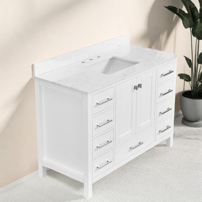 Meuble-lavabo en bois de qualité supérieure avec lavabo, style moderne pour des salles de bain élégantes