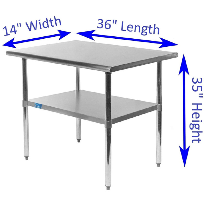 36" Stainless Steel Work Table with Galvanized Undershelf
