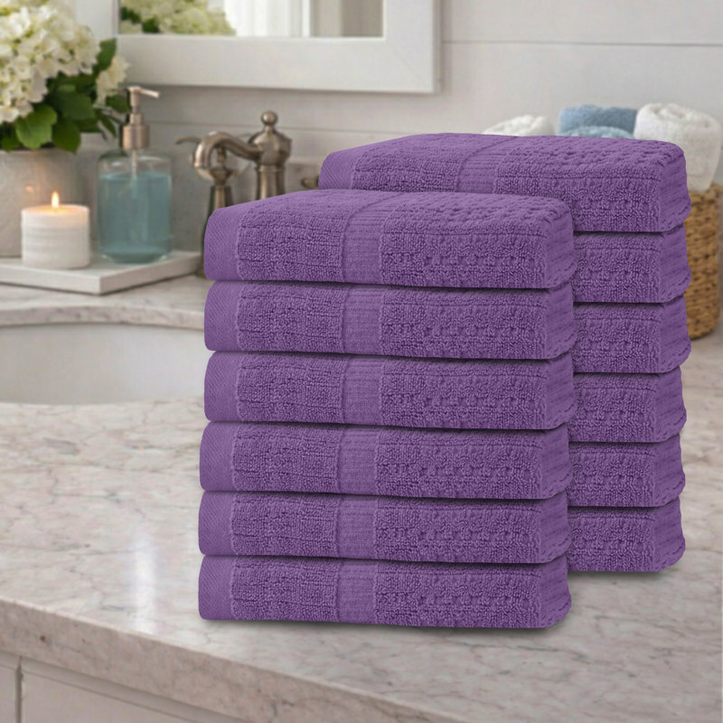 Ensemble de serviettes 12 pièces Willow - 100% coton peigné, qualité supérieure 630 g / m², mauve, ultra doux et très absorbant (12 serviettes à main)