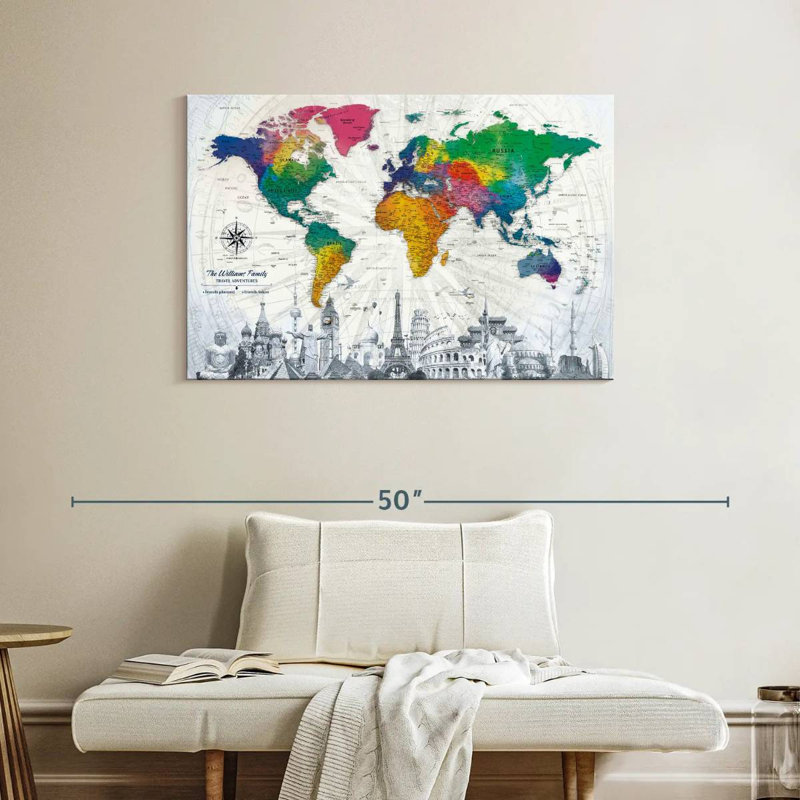 Épinglette à repères personnalisés World Ameere, H 26 po x l 39 po, Oui
