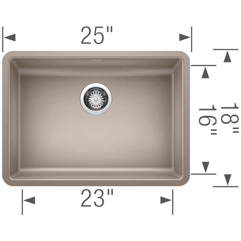 Precis SILGRANIT 25" L x 18'' W Undermount ADA Kitchen Sink, Truffle