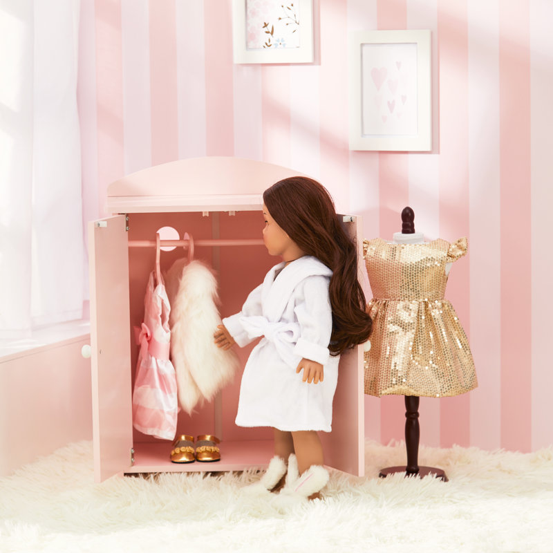 Sophia's 18" Dolls Aurora Princess Pink Double-Door Armoire & Accessory Set with Hanger