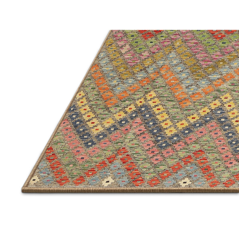 Tapis rouge/orange/bleu zone contemporaine, Rectangle 2 pi x 4 pi