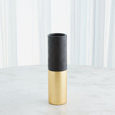 Collins Vase-Matte Black/Gold Metallic-Lg