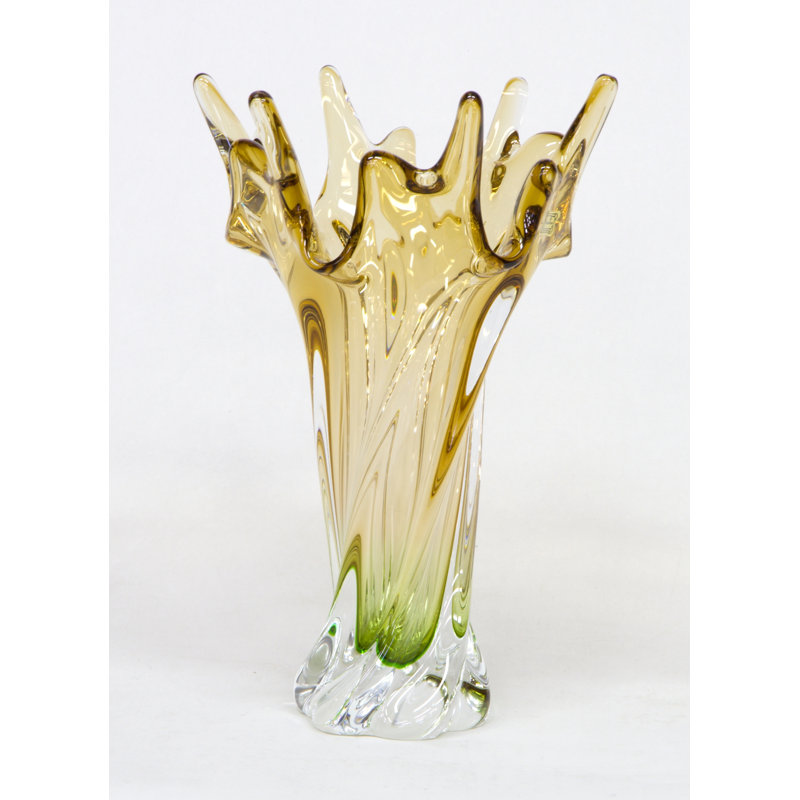 Wentworth Mansion Handmade Glass Table Vase, Green/Amber