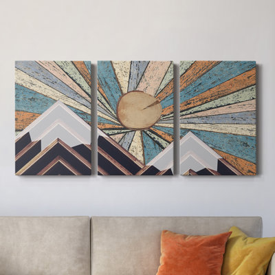 Paysage en bois - Toile tendue avec châssis de qualité supérieure - Prêt à être accroché