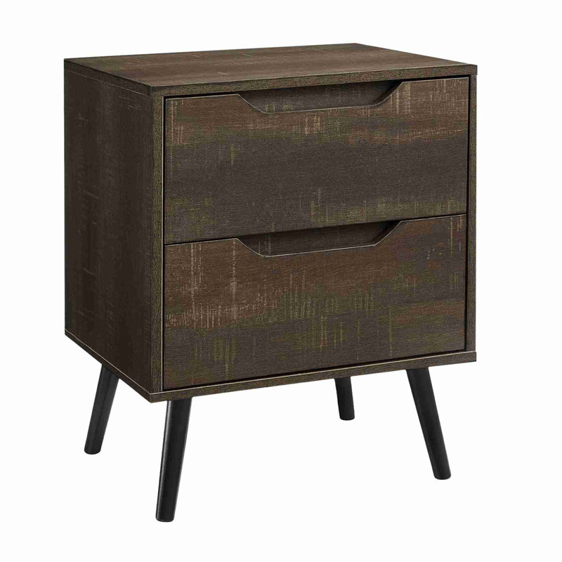 Table d'appoint moderne à 2 tiroirs, Brun