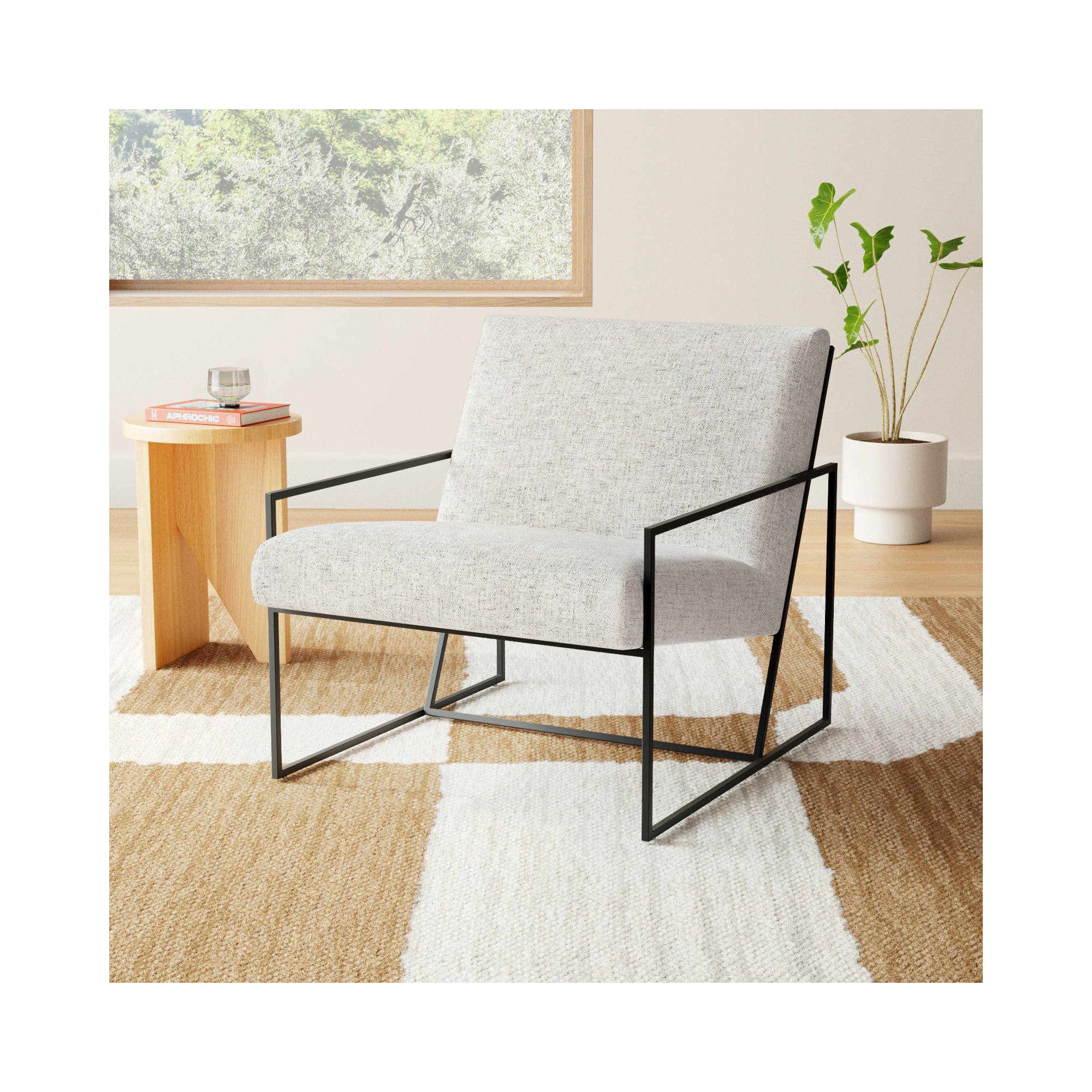 Arsos Upholstered Armchair, Light Gray