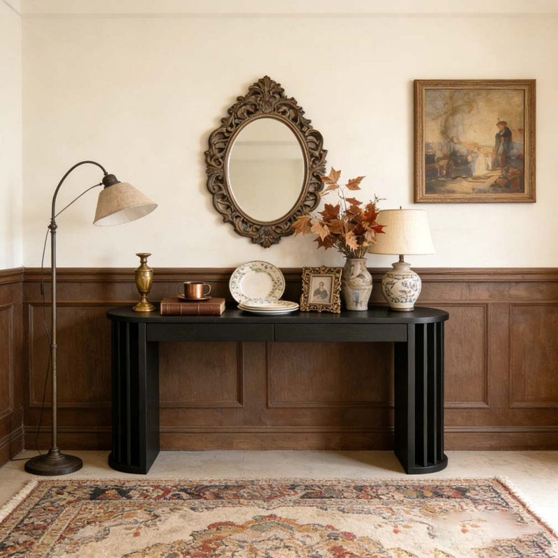 59-inch Long Console Table, Black
