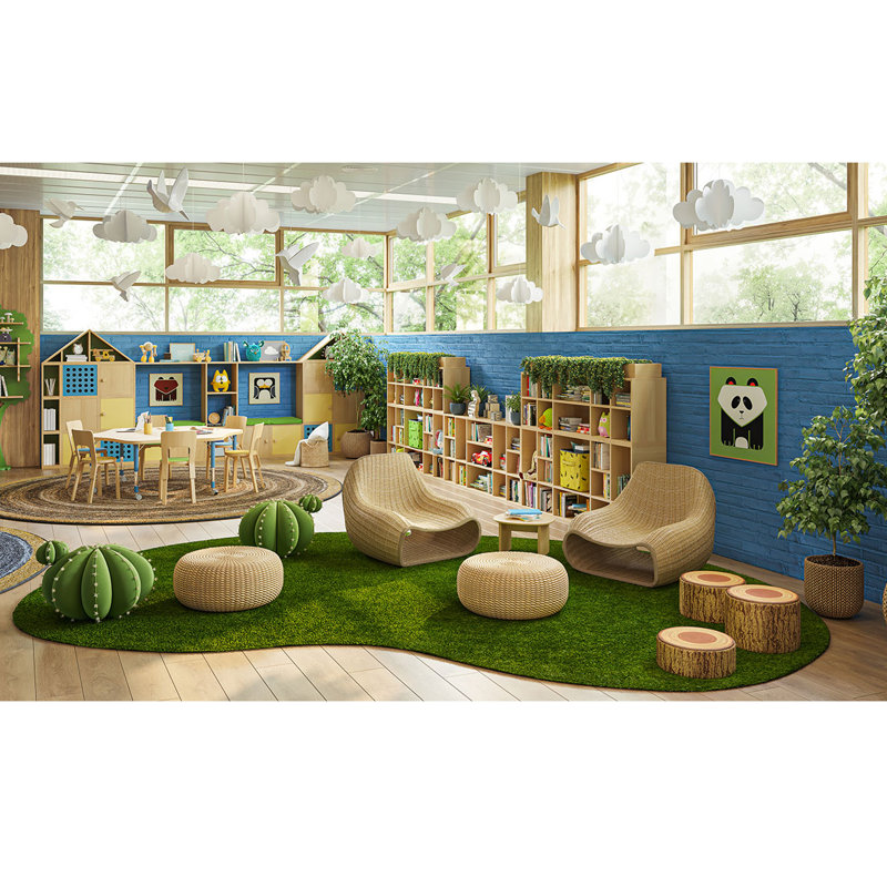 Green Jellybean Shaped Synthetic Indoor/Outdoor Area Rug 4' x 6'