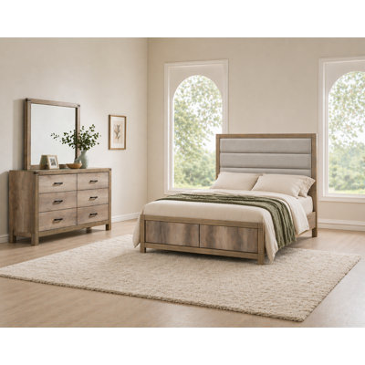 Ensemble de chambre à coucher moderne à panneaux avec tissu naturel