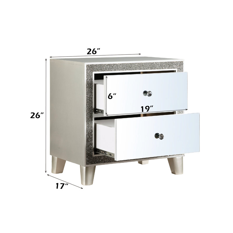 Table de chevet avec panneau frontal champagne