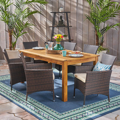 Dibble 6 - Person Acacia Patio Dining Set with Extendable Rectangular Table