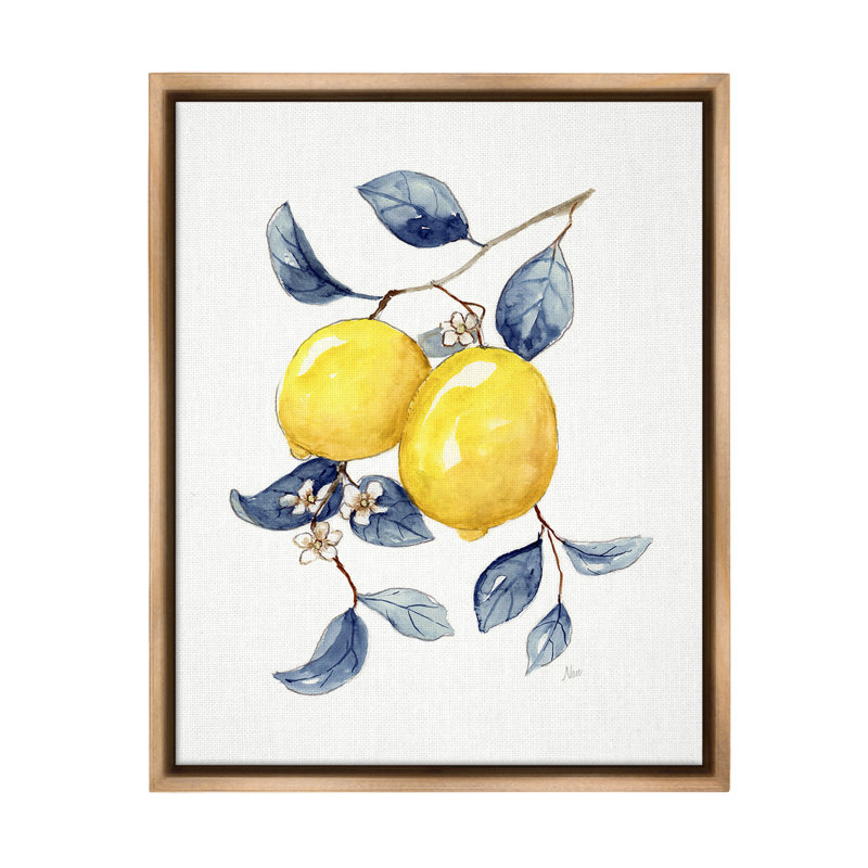 "Minimal Lemon Fruits" par Nan sur toile, Cadre flottant orme Montalcino, H 31 po x l 25 po