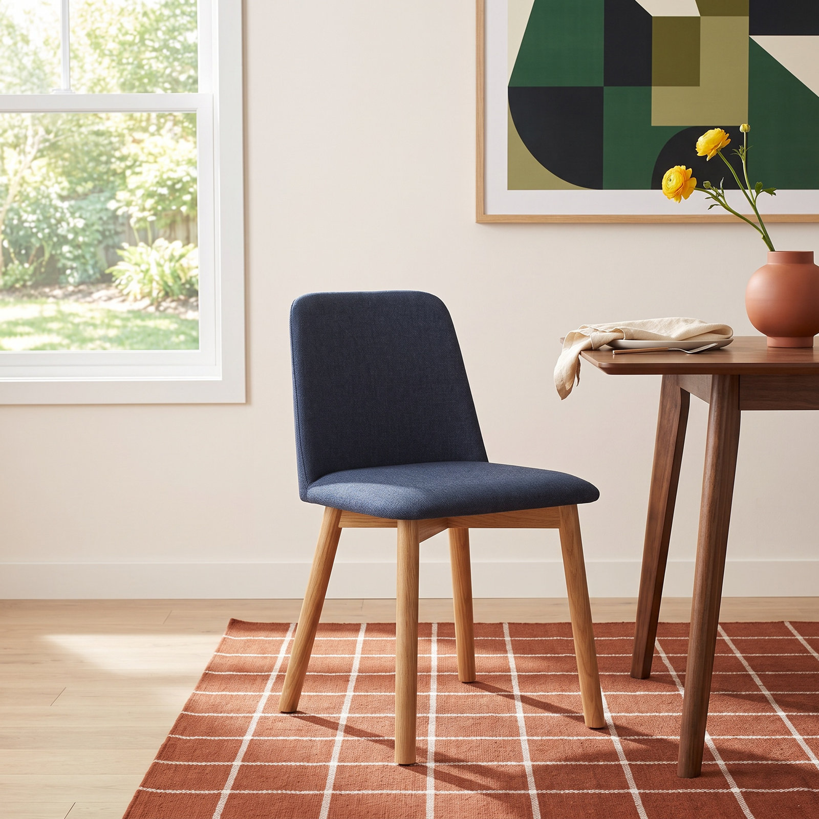 Chip Oak Dining Chair, Toohey Navy, White Oak
