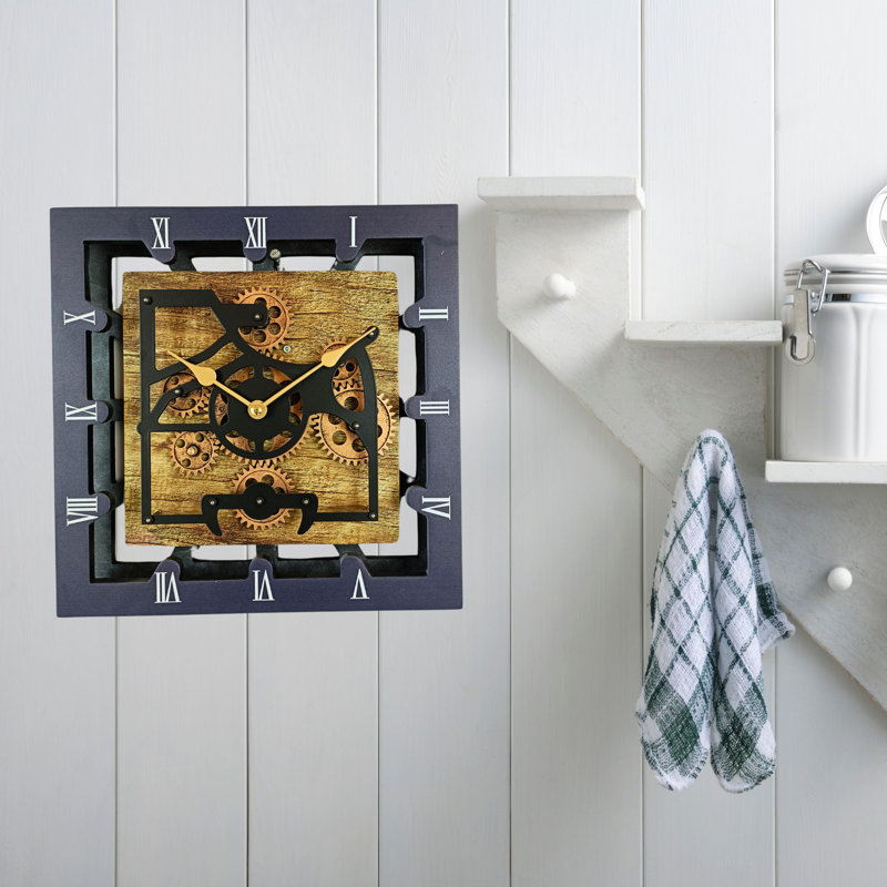 Solid Wood Wall Clock, Gold/Antique