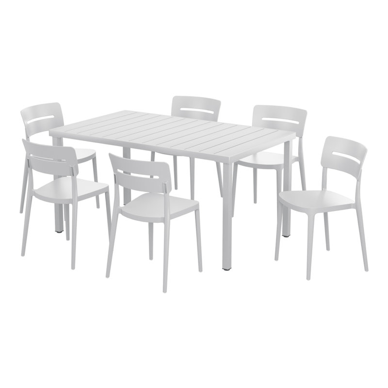 6-Person Outdoor Rectangular Dining Set, Gray
