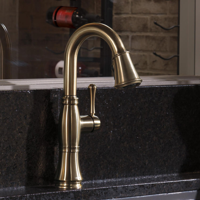 Cassidy Bar Faucet with Pull Down Sprayer, Brilliance Champagne Bronze