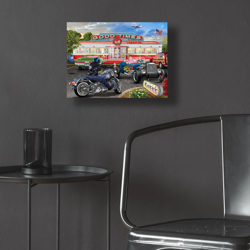 «Good Times Diner» par Bigelow, illustrations sur verre acrylique, H 12 po x l 16 po x P 0,13 po