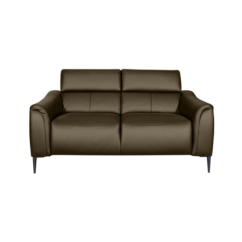 164 cm Genuine Leather Pillow Top Arm Reclining Sofa, Mocca