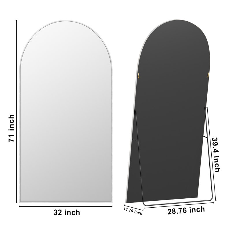 Grand miroir pleine grandeur avec 3 modes de fixation, Argent, 71 po x 32 po