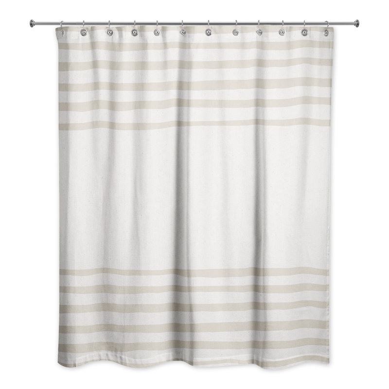 Rideau de douche simple à rayures Treutlen, Beige
